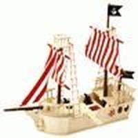 Piratenschip hout met piraten 75cm